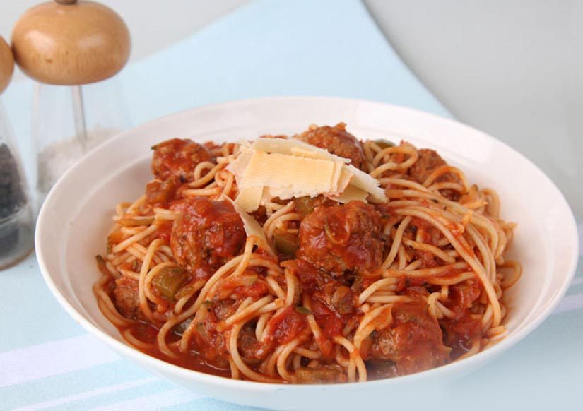 Spaghetti and meatballs Symply Too Good Cookbook 6