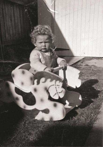 ﻿﻿﻿Baby Annette on rocking horse