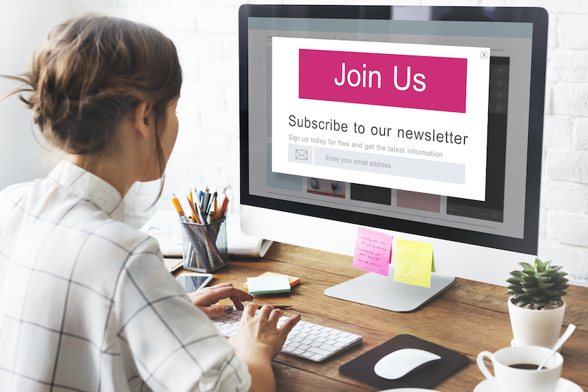 Newsletter sign up page