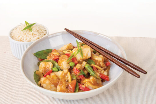 Ginger Fish and Snow Pea Stir Fry